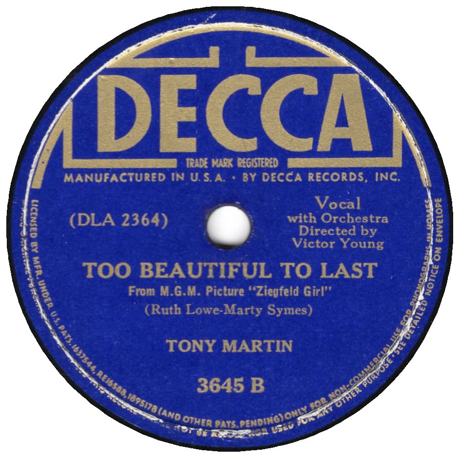 Tony Martin - Too Beautiful to Last